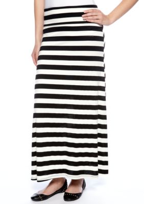 Living Doll Stripe Fold Over Maxi Skirt