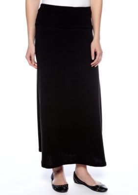 Living Doll Solid Fold Over Maxi Skirt