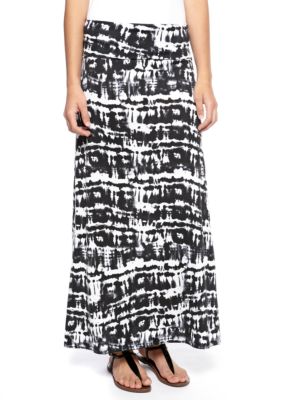 Living Doll Fold Over Tie Dye Print Maxi Skirt