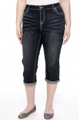 Zana-Di Jeans Plus Size Silver Stitch Cropped Jean