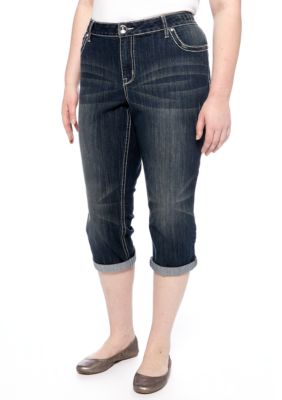 Zana-Di Jeans Plus Size Super Studded Flap Pocket Cropped Jean
