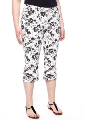 Zana-Di Jeans Plus Size Floral Print Cropped Jean