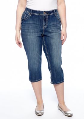 Zana-Di Jeans Plus Size Zigzag Pocket Cropped Jean