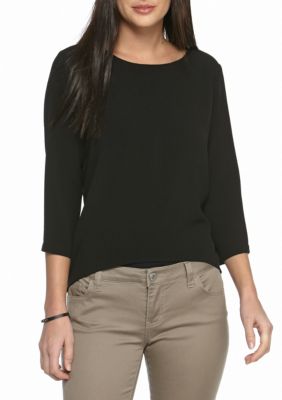 Jack by BB Dakota Tamar Split Black Blouse