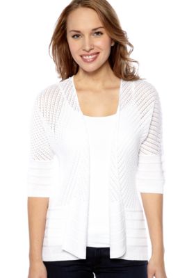 New Directions Petite Mix Stitch Open Cardigan