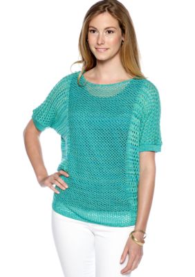 New Directions Mesh Pop Over Sweater