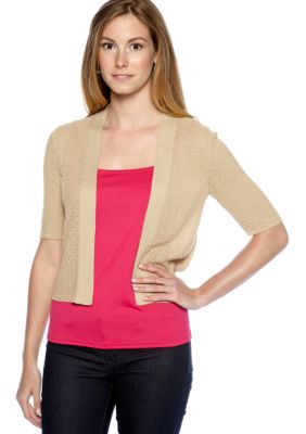 New Directions Elbow Sleeve Cable Knit Cardigan