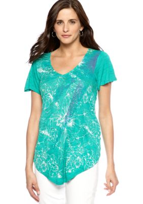 New Directions Weekend Butterfly Sleeve Printed Tee