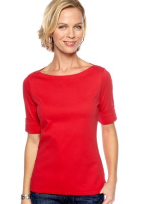 Kim Rogers&reg; Petite Boat Neck Knit Top