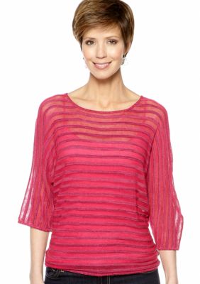 Kim Rogers Sheer Stripe Pullover Sweater