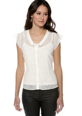 Jessica Simpson Laser Cut Peplum Blouse