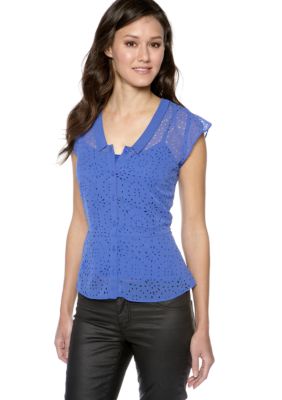 Jessica Simpson Laser Cut Peplum Blouse