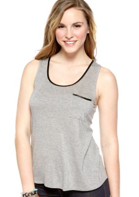 Pink Rose Pleather Trim Tank