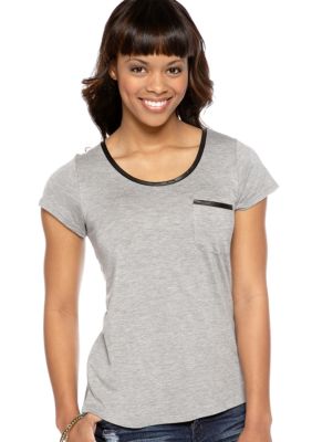 Pink Rose Pleather Trim Tee
