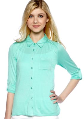 Pink Rose Three-Quarter Sleeve Hi-Lo Hem Shirt