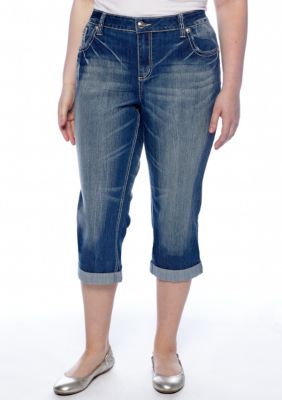 ZCO Jeans Plus Size Colored Stitch Cropped Jeans