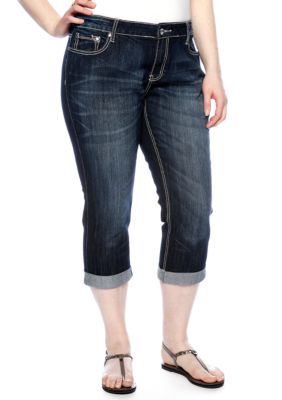 ZCO Jeans Plus Size Jewel Pocket Denim Crop