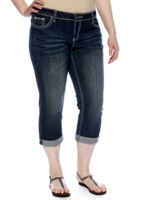 ZCO Jeans Plus Size Thick Stitch Denim Crop