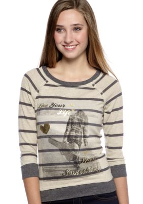 Red Camel&reg; Long-Sleeve Stripe Screen Print Sweatshirt