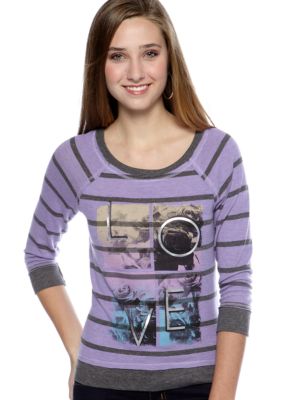 Red Camel Long-Sleeve Stripe Screen Print Sweatshirt