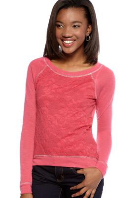 Red Camel Lace Print Sweatshirt