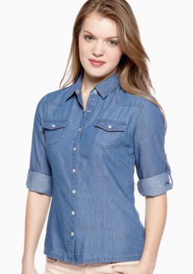 Red Camel Chambray Roll Sleeve Shirt