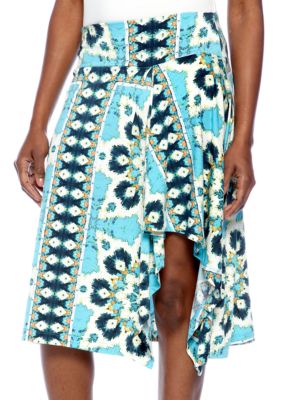 Skye's the Limit Mediterraneo Printed Asymmetrical Skirt
