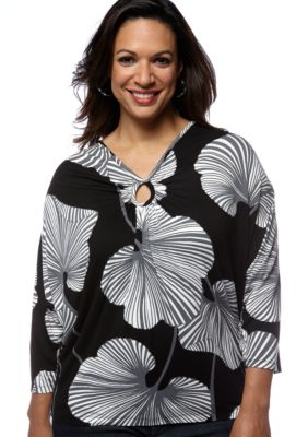 Skye's the Limit Plus Size Modern Retro Draped Keyhole Neckline Top