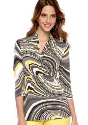 Skye's the Limit Petite Modern Retro Cowl Neck Wrap Top