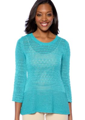 Skye's the Limit Petite Elegant Explorer Fine Gauge Flare Pullover Sweater Top