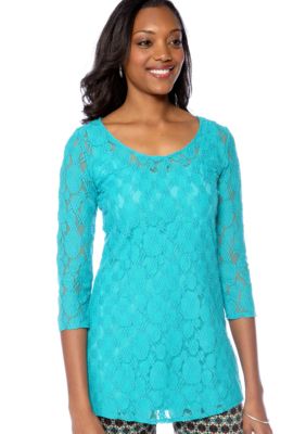 Skye's the Limit Petite Elegant Explorer Lace Tunic with Tank