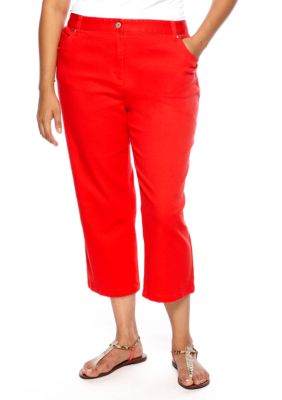 Skye's the Limit Plus Size Impulsive Lace Back Cropped Denim Pant