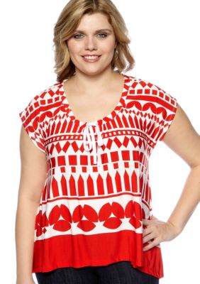 Skye's the Limit Plus Size Impulsive Drawstring Neck Trapeze Top