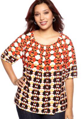 Skye's the Limit Plus Size Impulsive Diamond Smock Neck Top