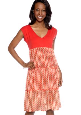 Skye's the Limit Petite Impulsive Mixed Media Tiered Dress