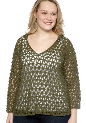 Skye's the Limit Plus Size Wish You Were Here Crochet Hoodie