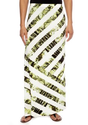 Skye's the Limit Petite Wish You Were Here Asymmetrical Striped Maxi Skirt
