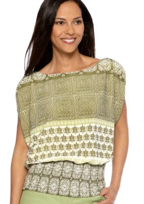 Skye's the Limit Petite Wish You Were Here Smocked Band Top