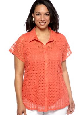 Skye's the Limit Plus Size Blossom Time Eyelet Lace Top