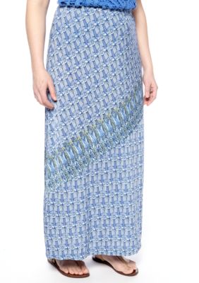 Skye's the Limit Plus Size La Isla Bonita Asymmetrical Printed Maxi Skirt