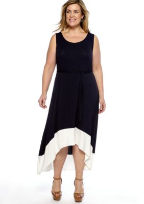 Skye's the Limit Plus Size La Isla Bonita Belted Hi Low Dress