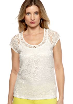 Skye's the Limit Essential Gold Lace Tank
