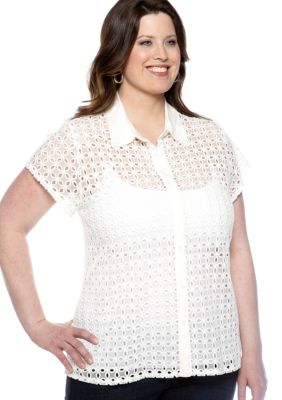Skye's the Limit Plus Size Essential Eyelet Lace Top
