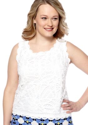 Skye's the Limit Plus Size Essential Crochet Lace Tank