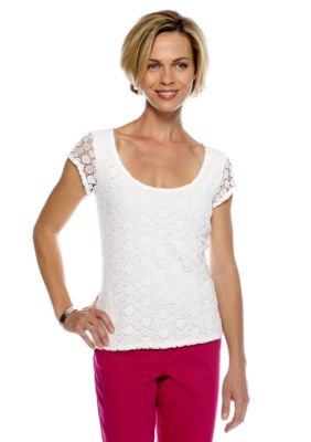 Skye's the Limit Petite Pop Art Lace Front Top