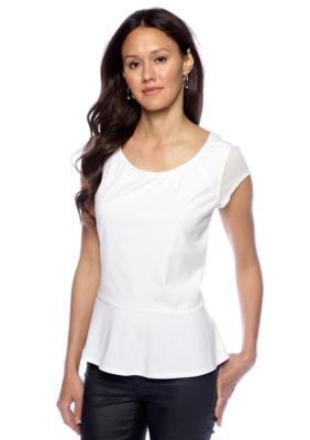 DKNY Jeans Mixed Media Peplum Top