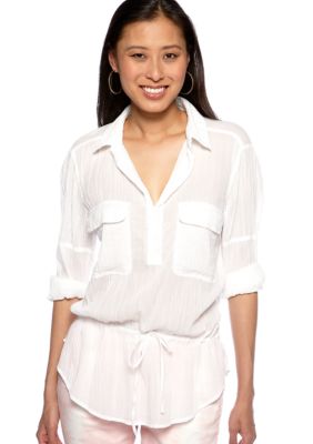 DKNY Jeans Two Pocket Drawstring Peplum Top