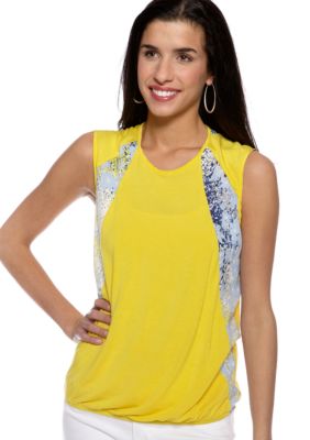 Harper and Gray Sleeveless Top with Floral Insets