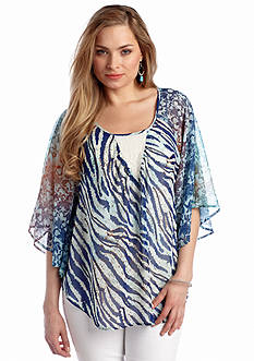 New Directions® Mix Printed Poncho Top