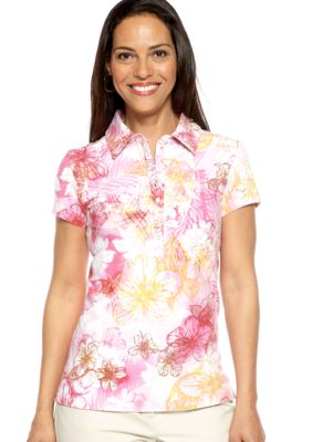 Gloria Vanderbilt Short Sleeve Printed Polo
